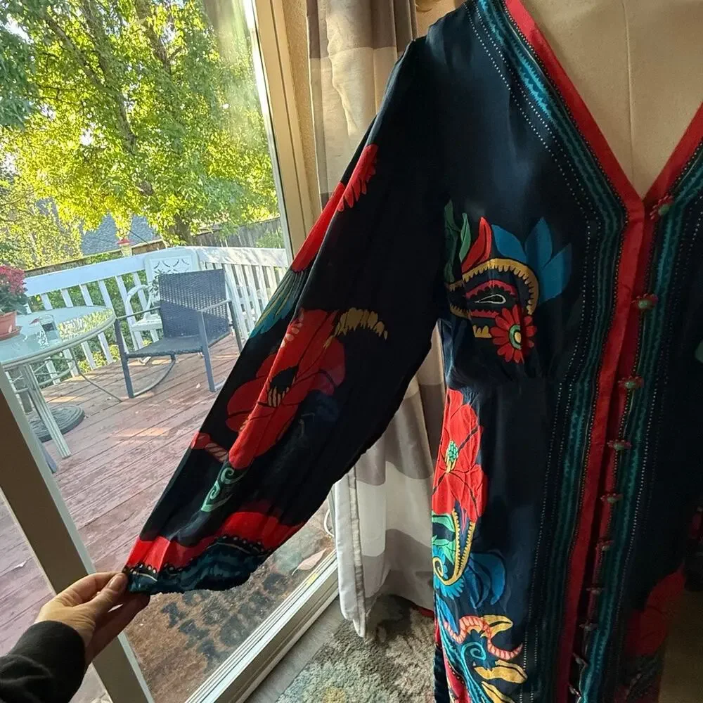 NWT FARM Rio Blue Vintage Forest Dress Printed Blue Silky Viscose Size XL - Picture 9 of 16